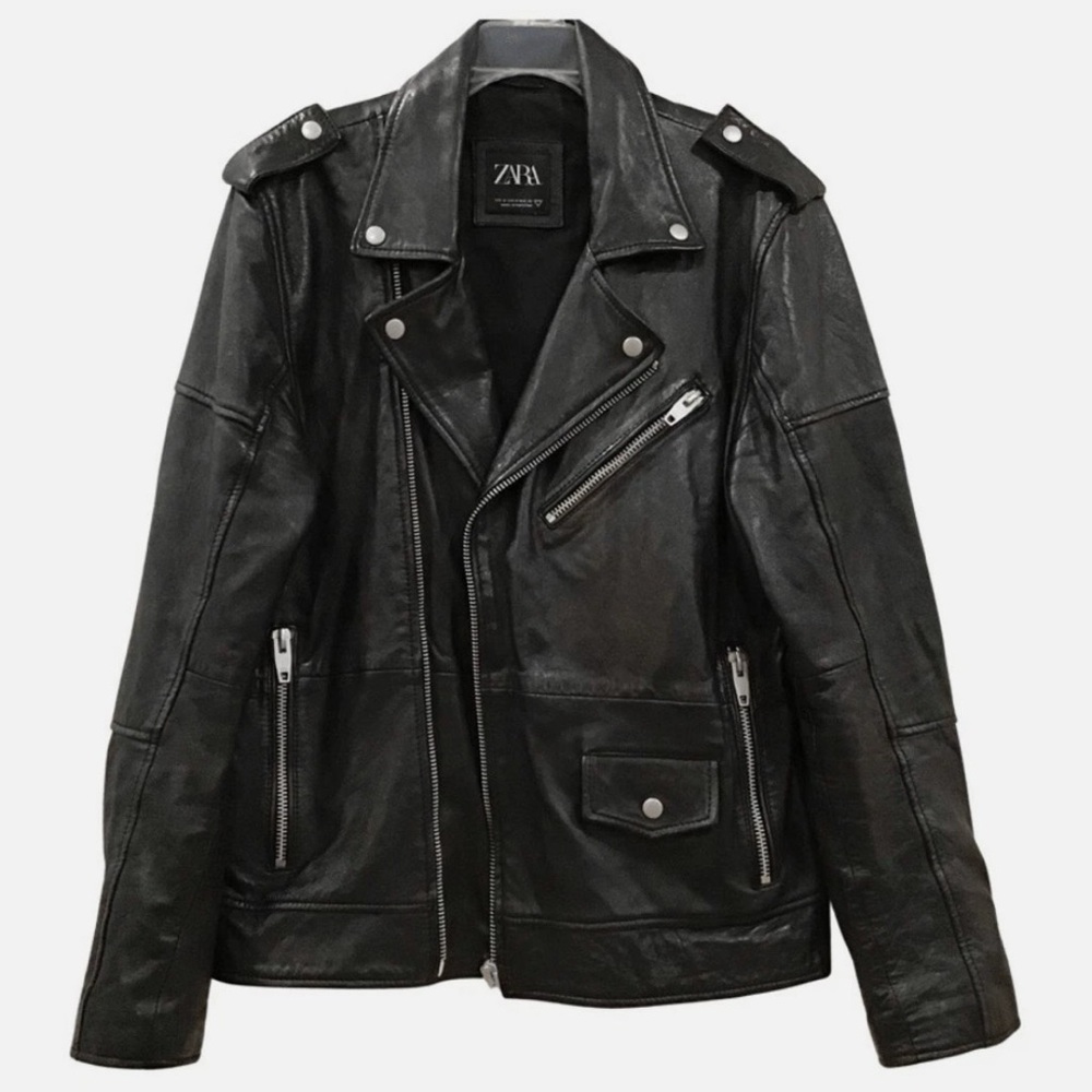 ZARA Black Sheep Leather Moto Jacket